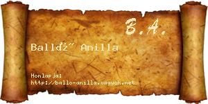 Balló Anilla névjegykártya
